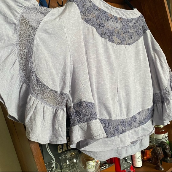 Free People Lilac Crochet Tunic Top size small - Picture 5 of 8